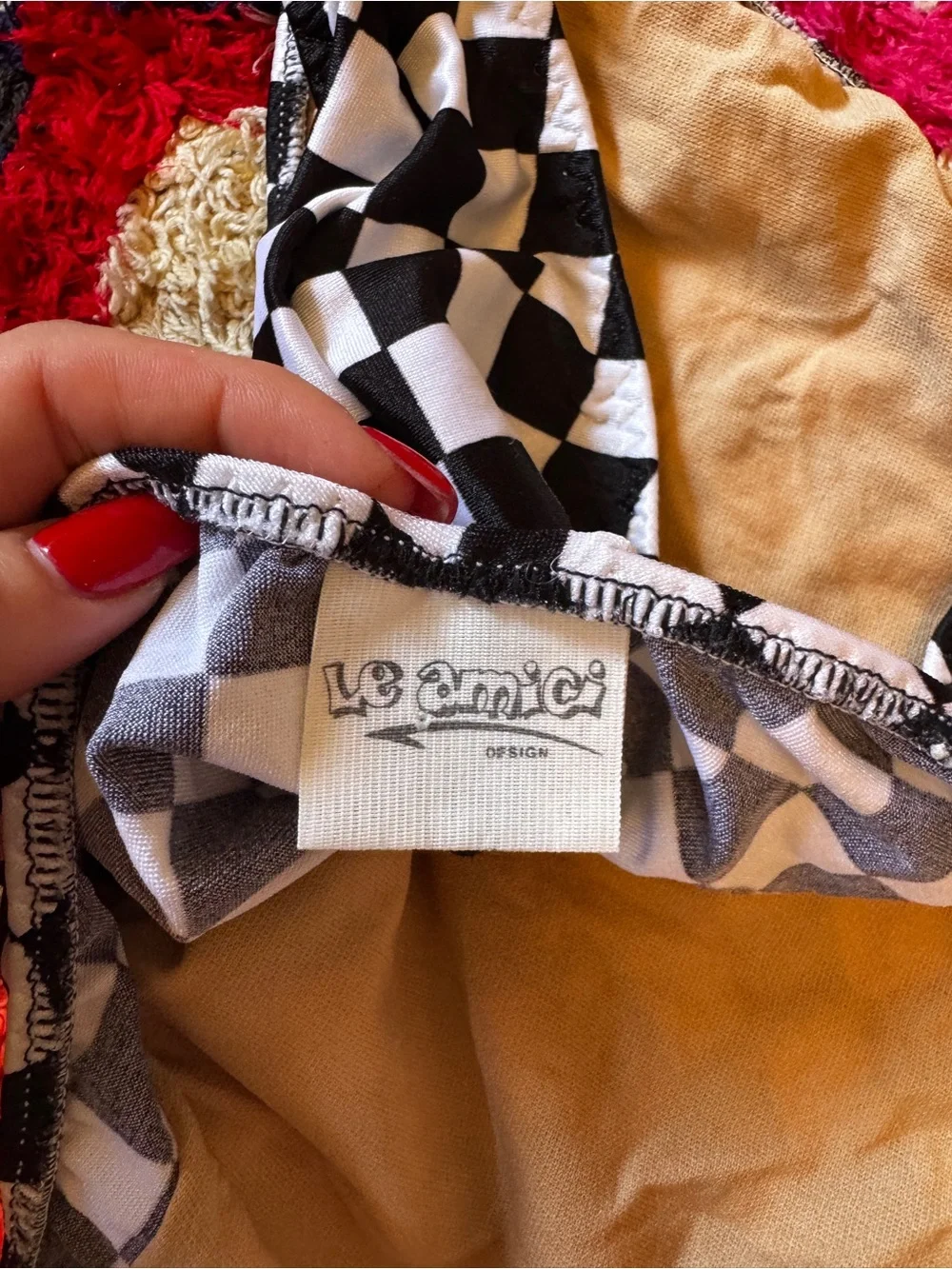 80s Vintage High Cut Checkerboard One Piece Sz M - Picture 4 of 8